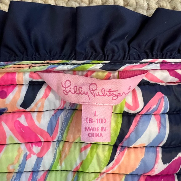 LILLY PULITZER lightweight navy puffer vest Sz. L (8-10) EUC - Picture 3 of 5
